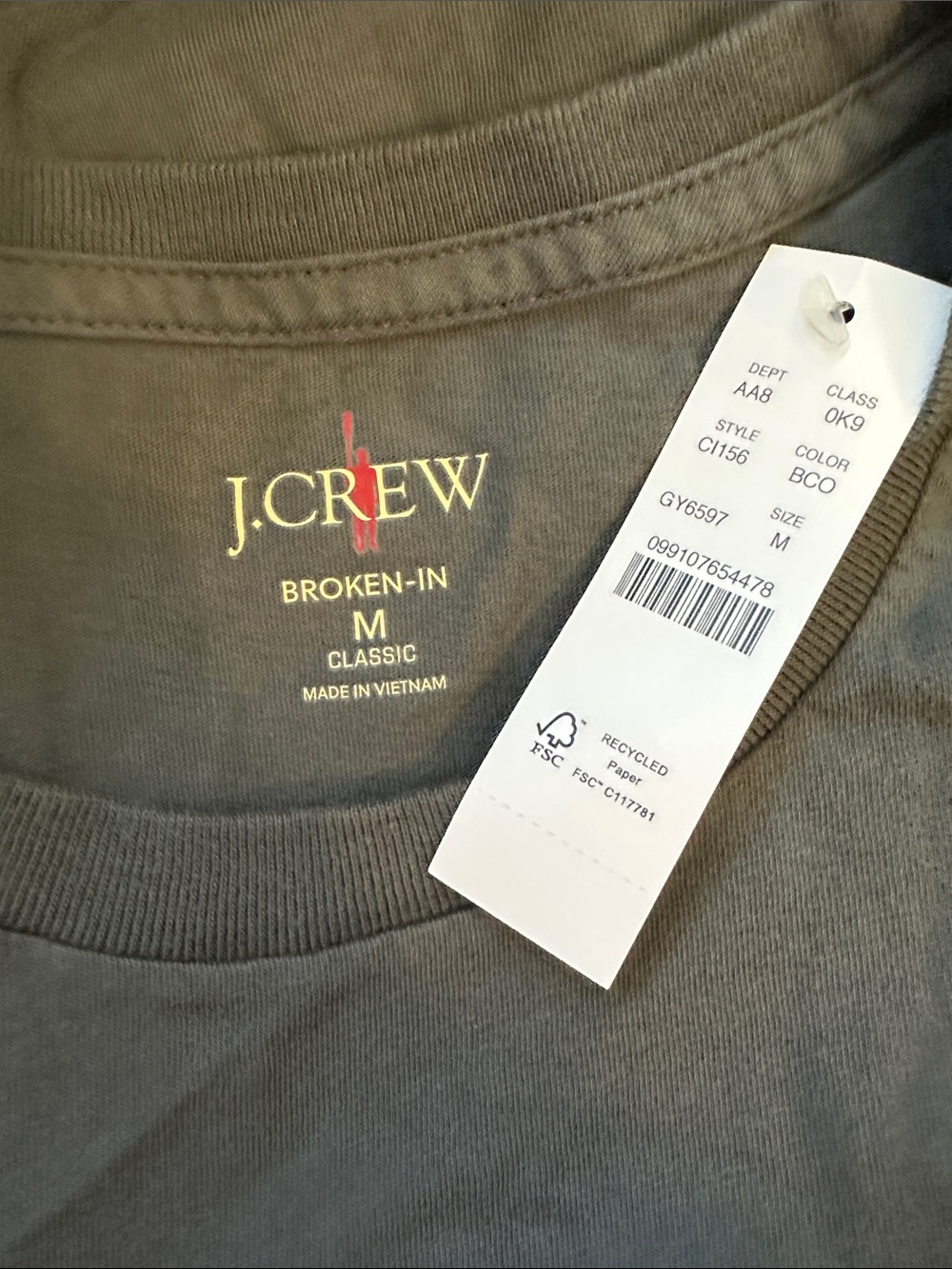 J. Crew Broken-in T-shirt Bedford Coal Medium - Picture 6 of 8